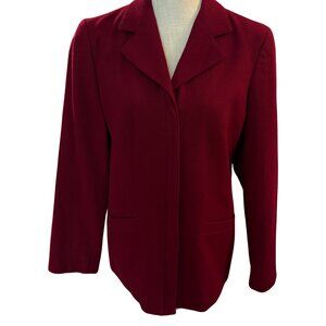 Hillard & Hanson Wine Wool Zip Front Blazer Jacket Size 10 Career